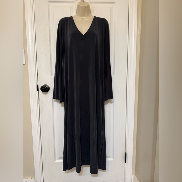 Free People free-est Medina Midi Dress Smoke Blue Long Sleeve Pockets Sz S - Picture 3 of 12
